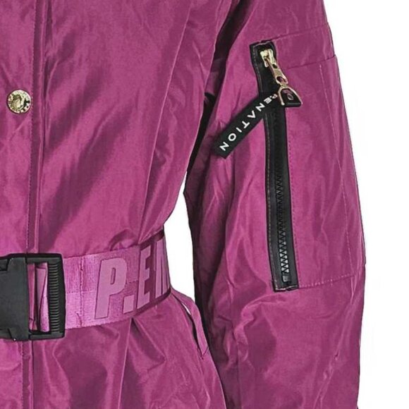 P.E. NATIONAL FUSCHIA PINK PUFFER JACKET WITH BELT (M) - Picture 2 of 11